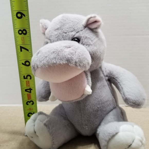 Fiesta Hippo Plush Gray Stuffed Animal Small Toy Open Mouth Seated Bean Bag - Picture 8 of 10